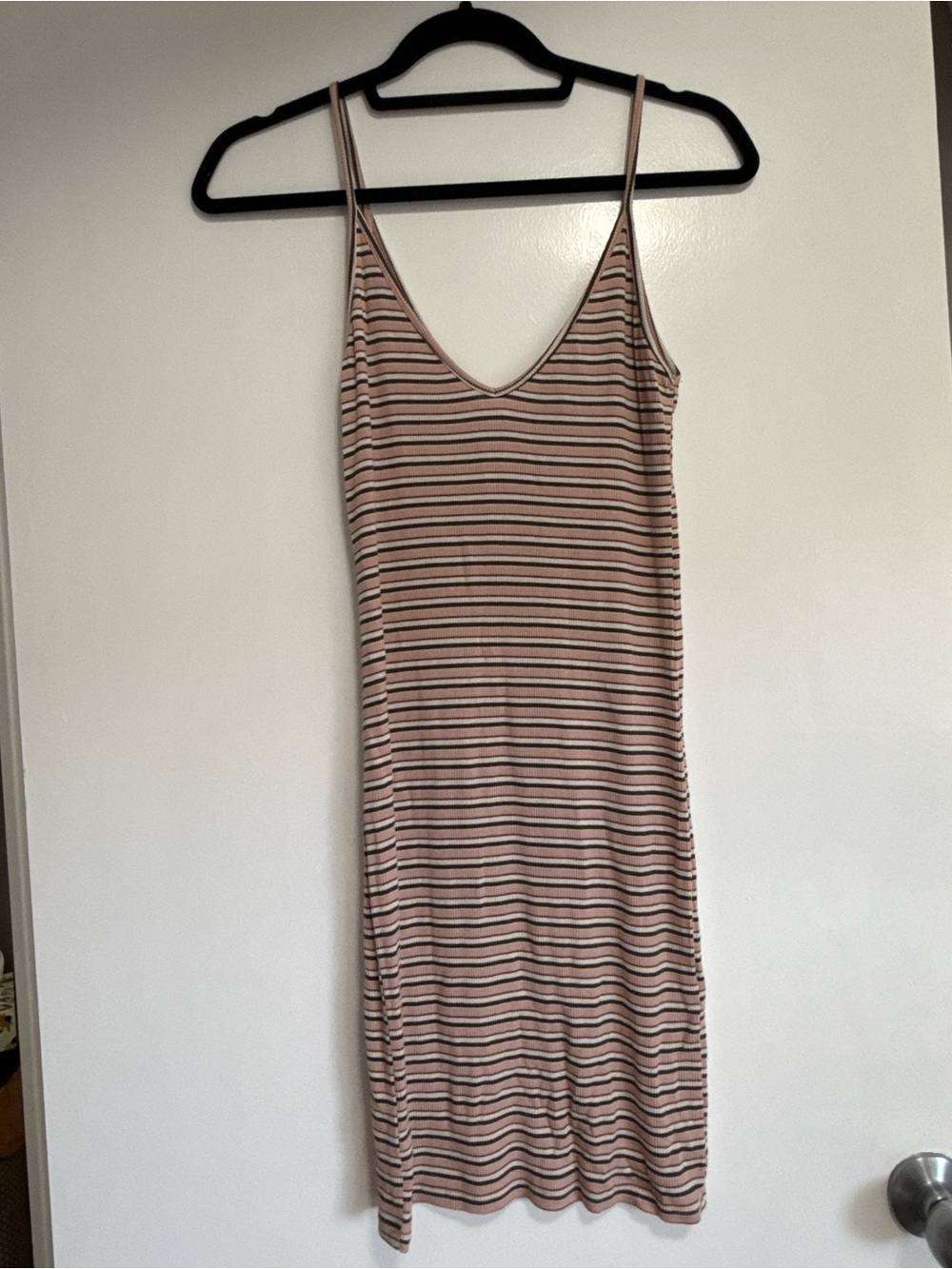 Forever 21 Pink, Olive and White Striped Tank Top